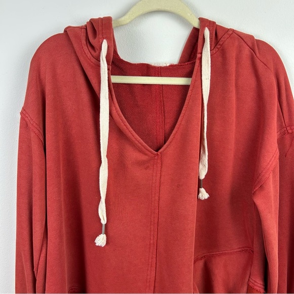 POL Burnt Orange oversized asymmetrical ruffled hem hoodie size: S - Picture 8 of 15